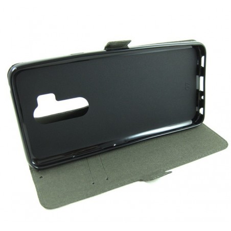 Funda Soporte Piel Negra para Lg G7 Thinq Flip Libro