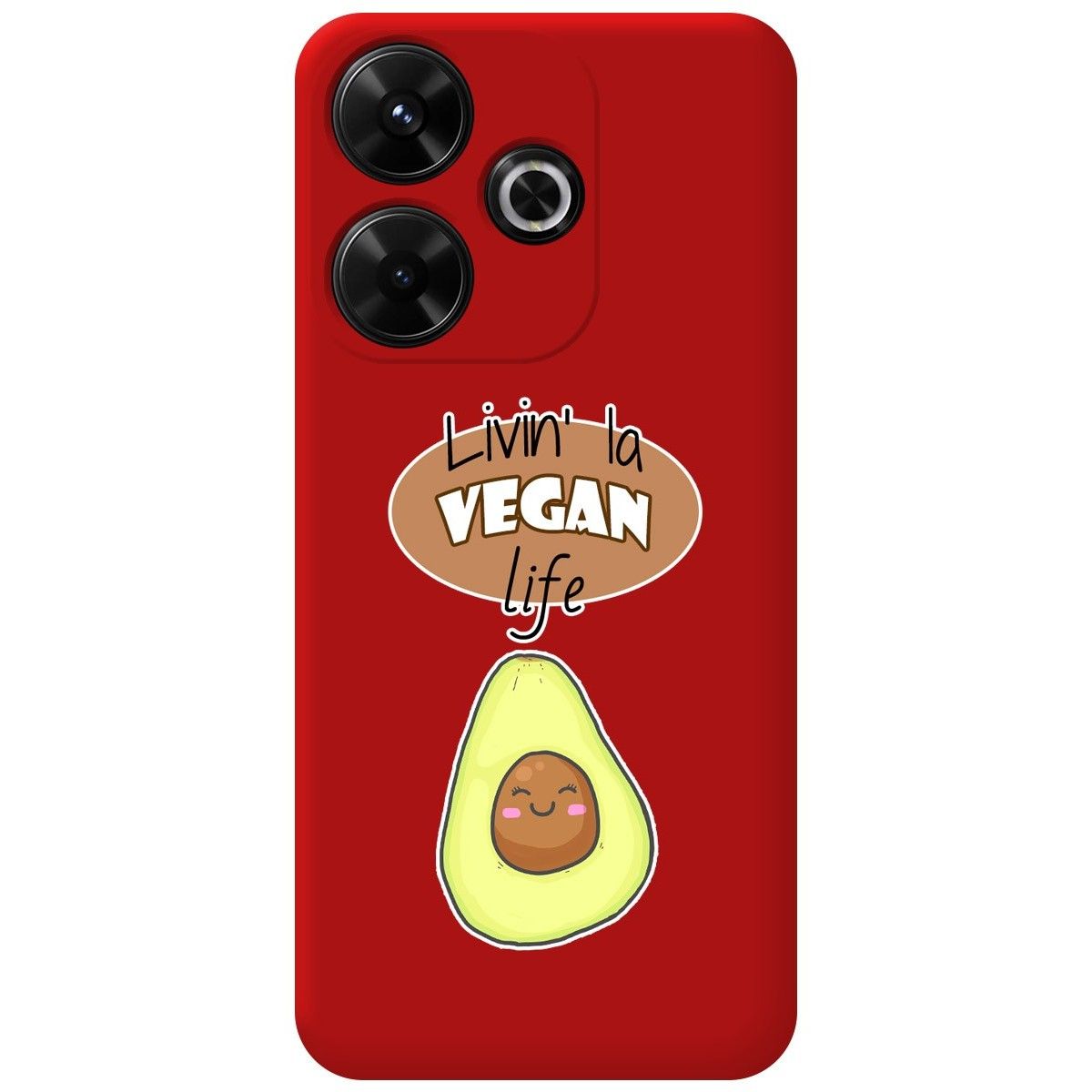 Funda Silicona Líquida Roja para Xiaomi Redmi 13 4G diseño Vegan Life Dibujos
