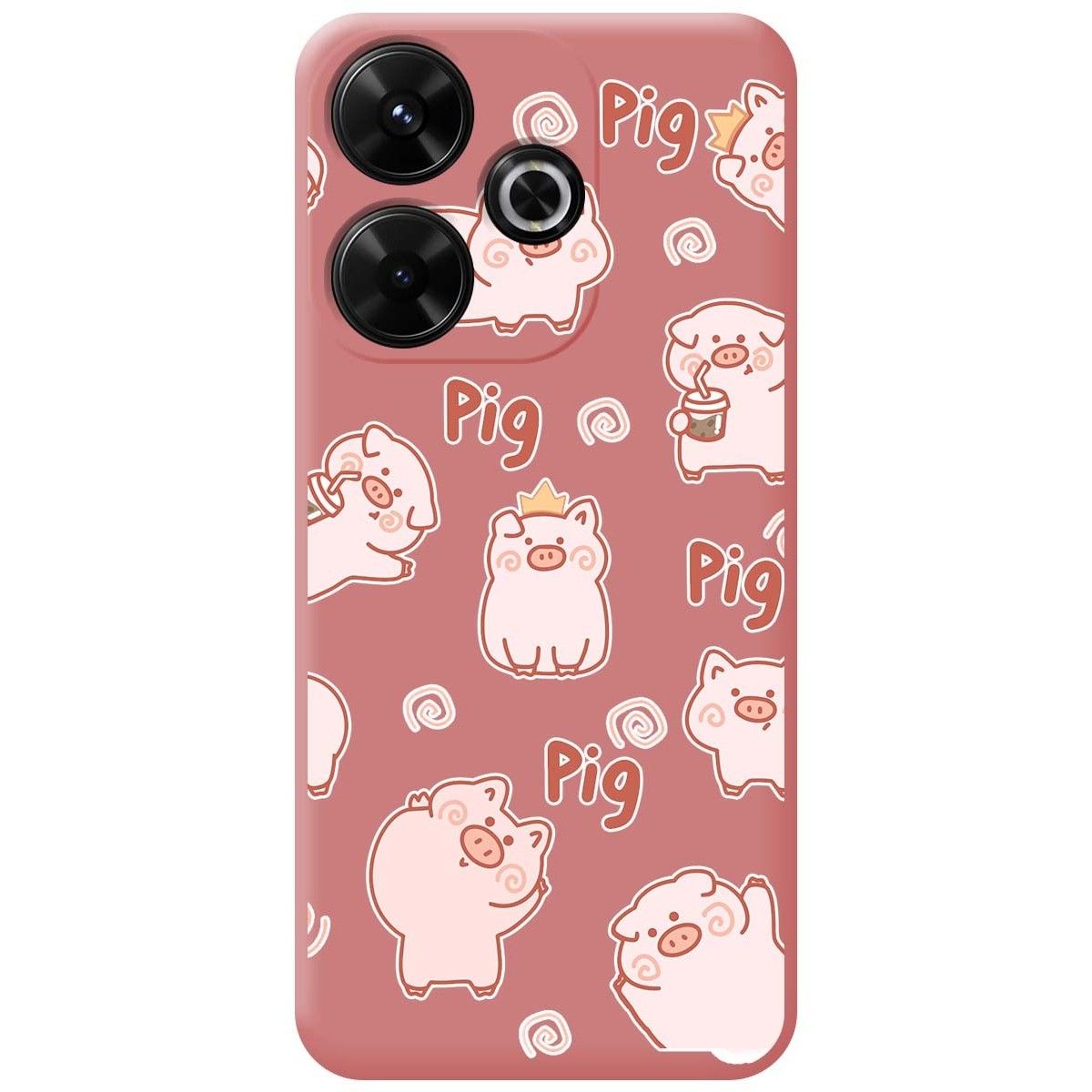 Funda Silicona Líquida Rosa para Xiaomi Poco M6 4G diseño Cerdos Dibujos