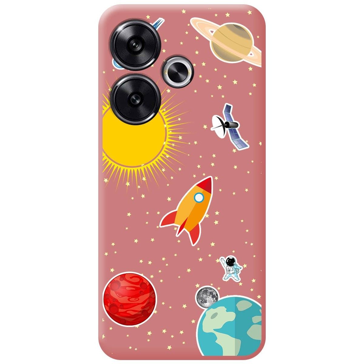 Funda Silicona Líquida Rosa para Xiaomi Poco F6 5G diseño Espacio Dibujos