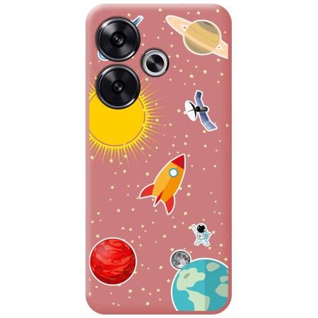 Funda Silicona Líquida Rosa para Xiaomi Poco F6 5G diseño Espacio Dibujos