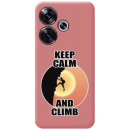 Funda Silicona Líquida Rosa para Xiaomi Poco F6 5G diseño Hombre Escalada Dibujos