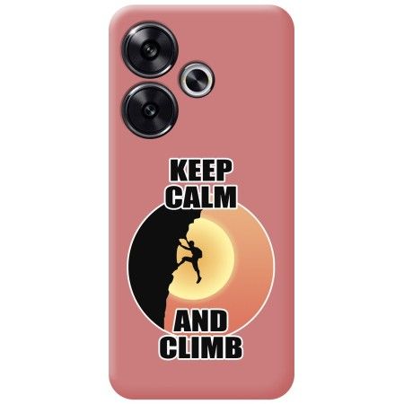 Funda Silicona Líquida Rosa para Xiaomi Poco F6 5G diseño Hombre Escalada Dibujos