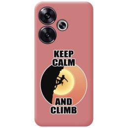 Funda Silicona Líquida Rosa para Xiaomi Poco F6 5G diseño Mujer Escalada Dibujos