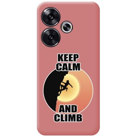 Funda Silicona Líquida Rosa para Xiaomi Poco F6 5G diseño Mujer Escalada Dibujos