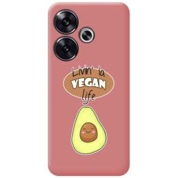 Funda Silicona Líquida Rosa para Xiaomi Poco F6 5G diseño Vegan Life Dibujos