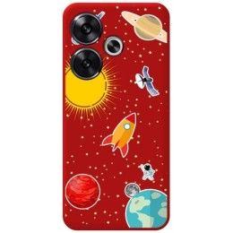 Funda Silicona Líquida Roja para Xiaomi Poco F6 5G diseño Espacio Dibujos
