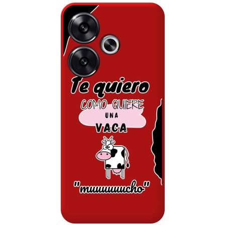 Funda Silicona Líquida Roja para Xiaomi Poco F6 5G diseño Vaca Dibujos