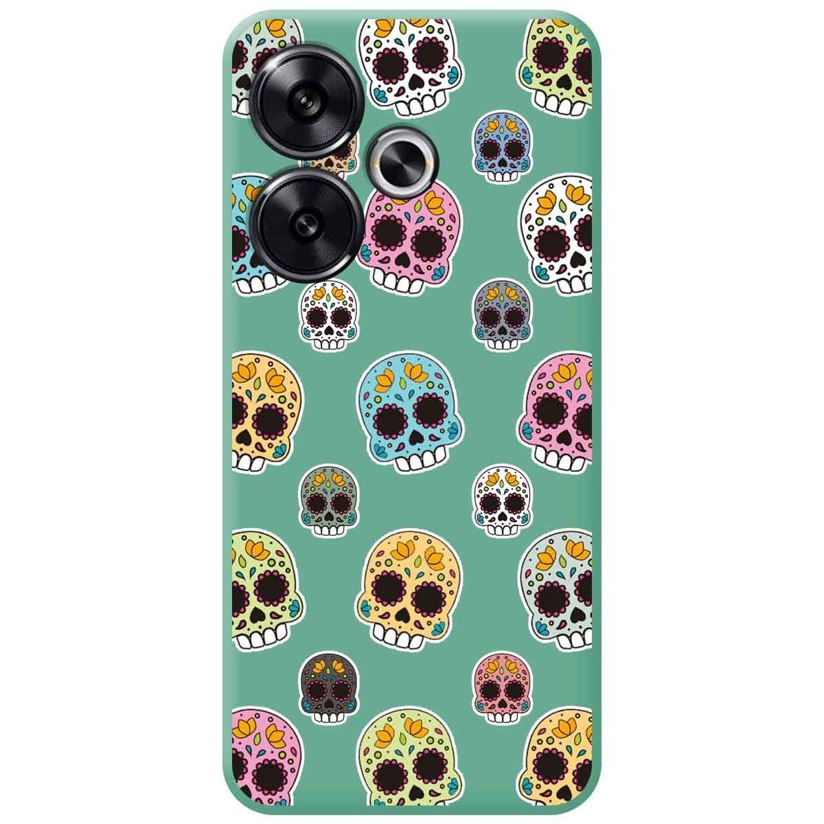 Funda Silicona Líquida Verde para Xiaomi Poco F6 5G diseño Catrina Dibujos