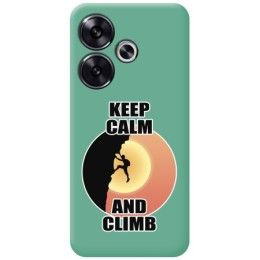 Funda Silicona Líquida Verde para Xiaomi Poco F6 5G diseño Hombre Escalada Dibujos