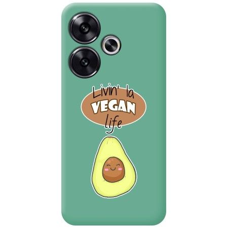 Funda Silicona Líquida Verde para Xiaomi Poco F6 5G diseño Vegan Life Dibujos