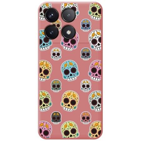 Funda Silicona Líquida Rosa para Xiaomi Poco F6 Pro 5G diseño Catrina Dibujos