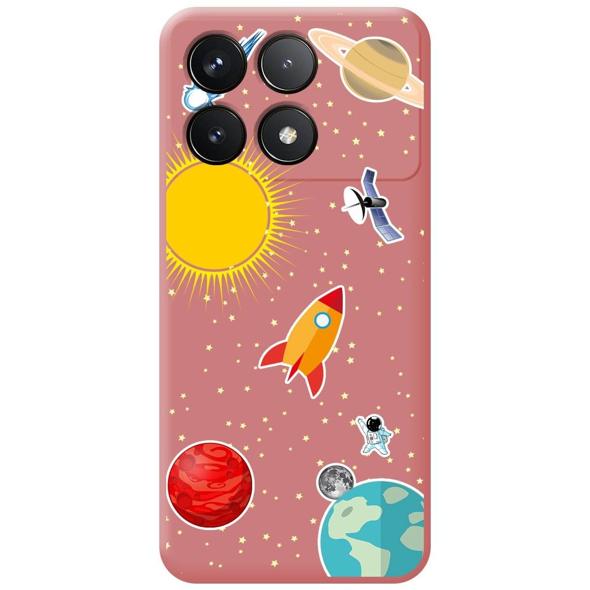 Funda Silicona Líquida Rosa para Xiaomi Poco F6 Pro 5G diseño Espacio Dibujos