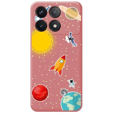 Funda Silicona Líquida Rosa para Xiaomi Poco F6 Pro 5G diseño Espacio Dibujos