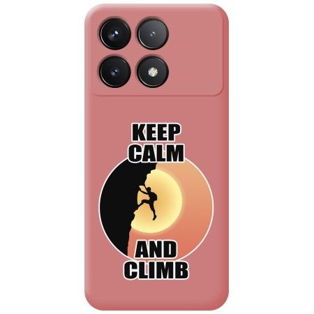 Funda Silicona Líquida Rosa para Xiaomi Poco F6 Pro 5G diseño Hombre Escalada Dibujos