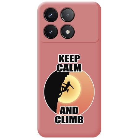 Funda Silicona Líquida Rosa para Xiaomi Poco F6 Pro 5G diseño Mujer Escalada Dibujos