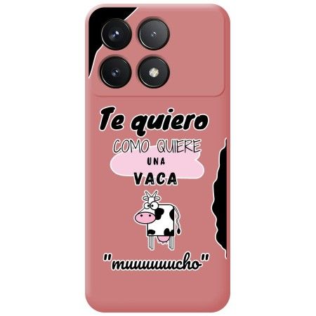 Funda Silicona Líquida Rosa para Xiaomi Poco F6 Pro 5G diseño Vaca Dibujos