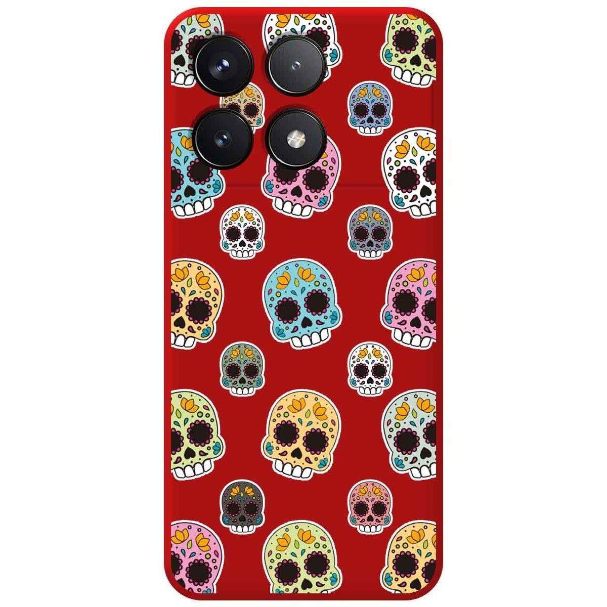 Funda Silicona Líquida Roja para Xiaomi Poco F6 Pro 5G diseño Catrina Dibujos