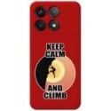 Funda Silicona Líquida Roja para Xiaomi Poco F6 Pro 5G diseño Hombre Escalada Dibujos