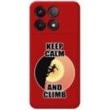 Funda Silicona Líquida Roja para Xiaomi Poco F6 Pro 5G diseño Mujer Escalada Dibujos