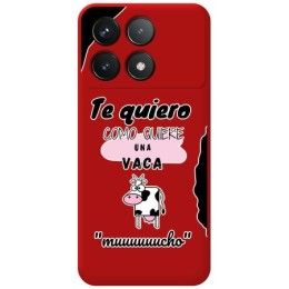 Funda Silicona Líquida Roja para Xiaomi Poco F6 Pro 5G diseño Vaca Dibujos