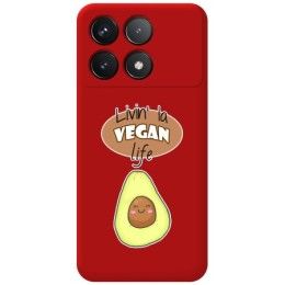 Funda Silicona Líquida Roja para Xiaomi Poco F6 Pro 5G diseño Vegan Life Dibujos