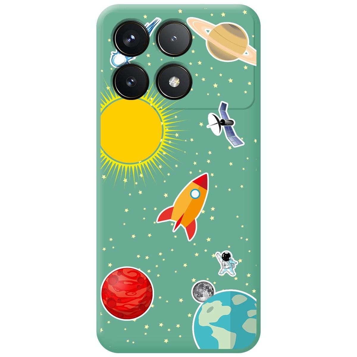 Funda Silicona Líquida Verde para Xiaomi Poco F6 Pro 5G diseño Espacio Dibujos