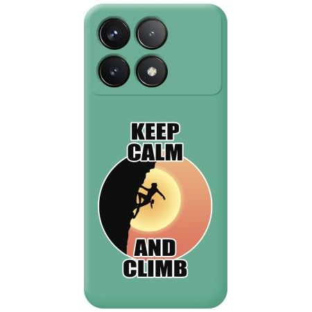 Funda Silicona Líquida Verde para Xiaomi Poco F6 Pro 5G diseño Mujer Escalada Dibujos