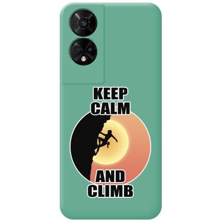 Funda Silicona Líquida Verde para TCL 50 5G diseño Mujer Escalada Dibujos