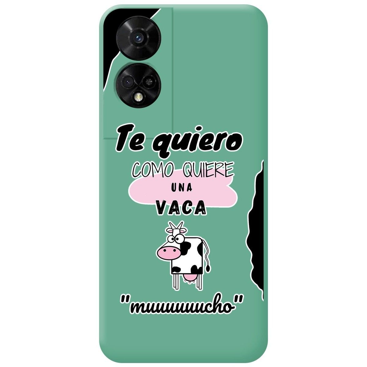 Funda Silicona Líquida Verde para TCL 50 5G diseño Vaca Dibujos