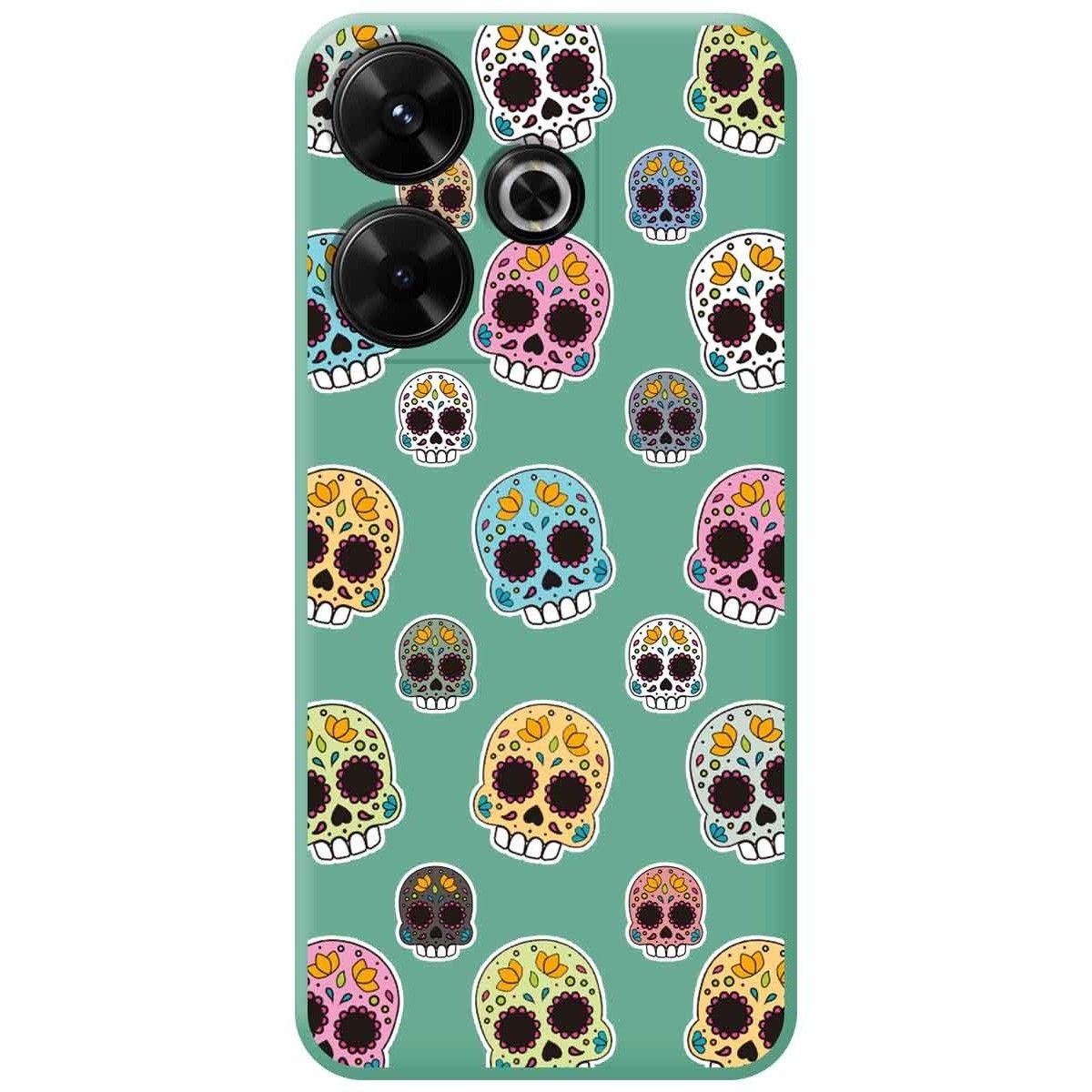 Funda Silicona Líquida Verde para Xiaomi Redmi 13 4G diseño Catrina Dibujos