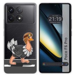Funda Silicona Transparente para Xiaomi Poco F6 Pro 5G diseño Avestruz Dibujos