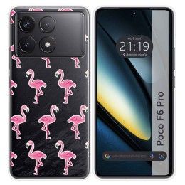 Funda Silicona Transparente para Xiaomi Poco F6 Pro 5G diseño Flamenco Dibujos