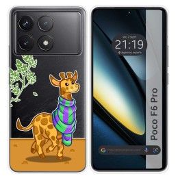 Funda Silicona Transparente para Xiaomi Poco F6 Pro 5G diseño Jirafa Dibujos