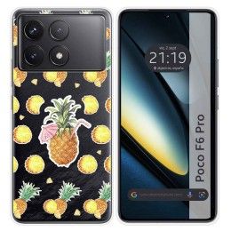 Funda Silicona Transparente para Xiaomi Poco F6 Pro 5G diseño Piña Dibujos