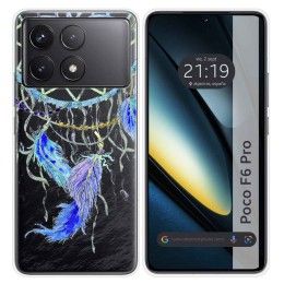 Funda Silicona Transparente para Xiaomi Poco F6 Pro 5G diseño Plumas Dibujos