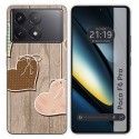 Funda Silicona para Xiaomi Poco F6 Pro 5G diseño Corazones Madera Dibujos
