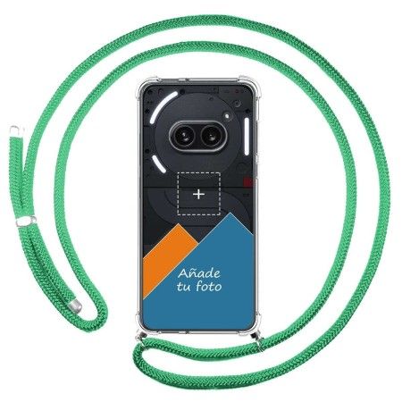 Personaliza tu Funda Colgante Transparente para Nothing Phone 2a 5G con Cordon Verde Agua Dibujo Personalizada
