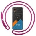 Personaliza tu Funda Colgante Transparente para Samsung Galaxy Xcover 7 5G con Cordon Rosa Fucsia Dibujo Personalizada