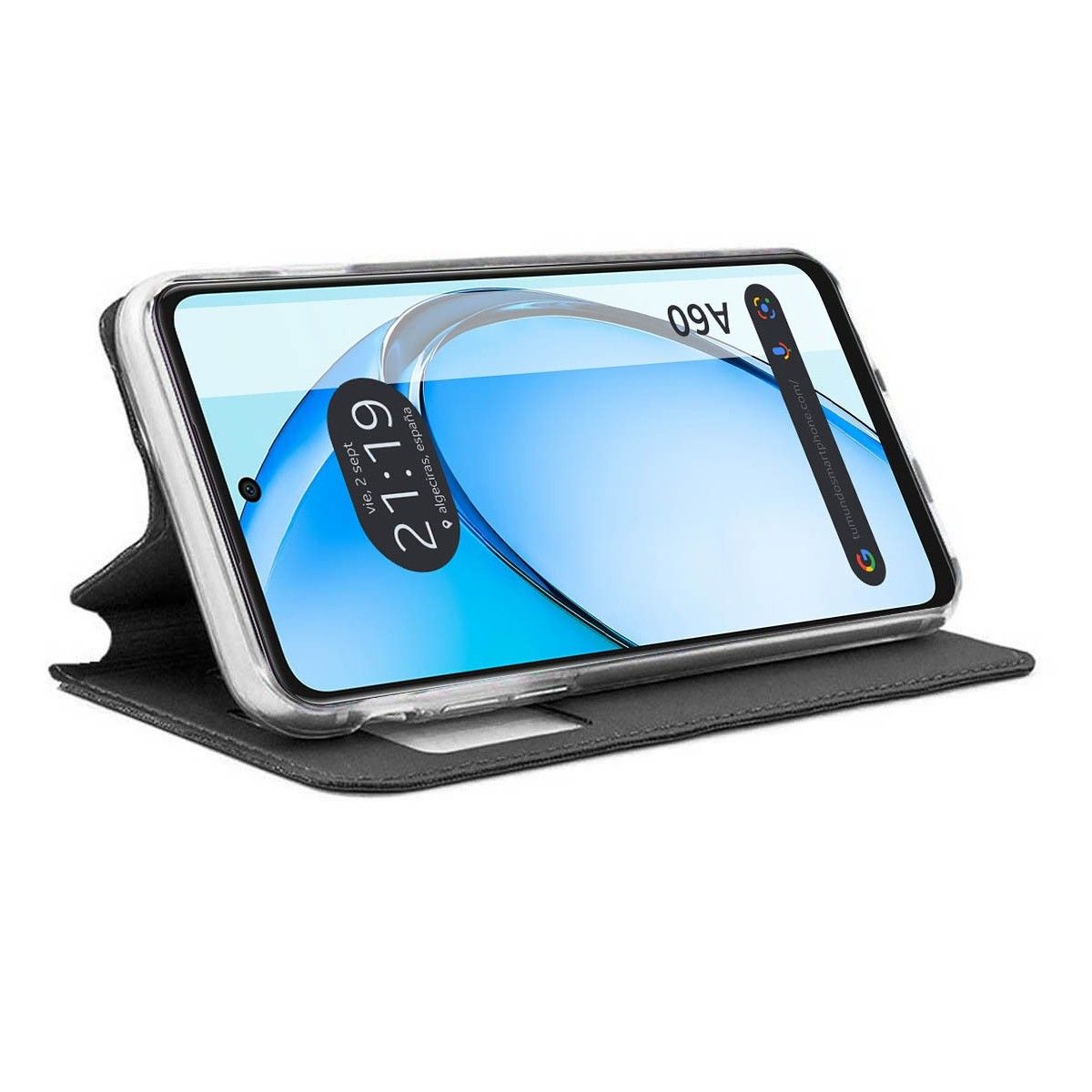 Funda Libro Soporte con Ventana para Oppo A60 4G color Negra