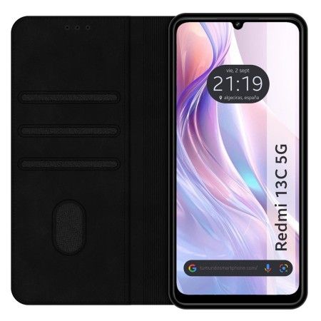 Funda Libro de Polipiel con tarjetero para Xiaomi Redmi 13C 5G color Negra