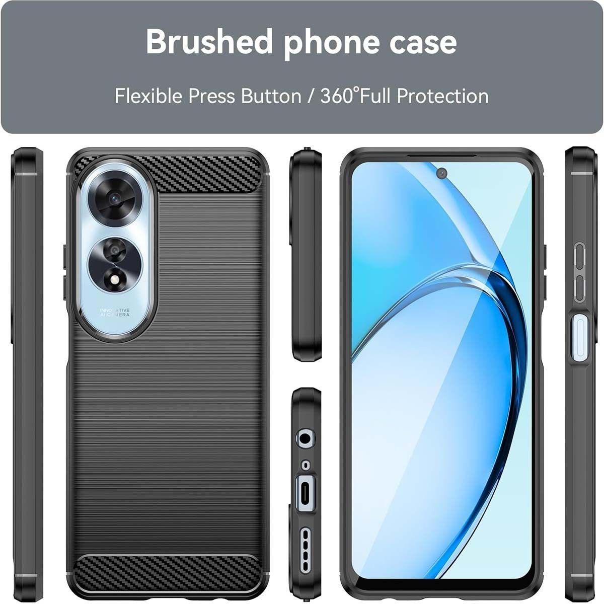 Funda Gel Tpu Tipo Carbon Negra para Oppo A60 4G