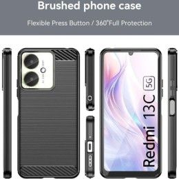 Funda Gel Tpu Tipo Carbon Negra para Xiaomi Redmi 13C 5G 2