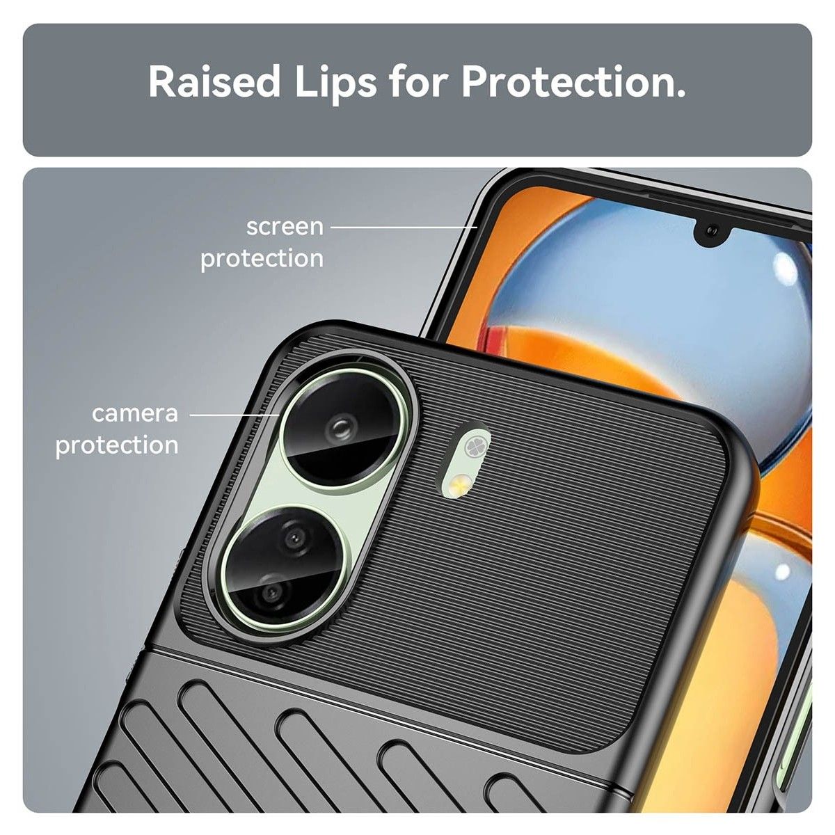 Funda Gel Flexible Thunder Armor para Xiaomi Redmi 13C 5G color Negra