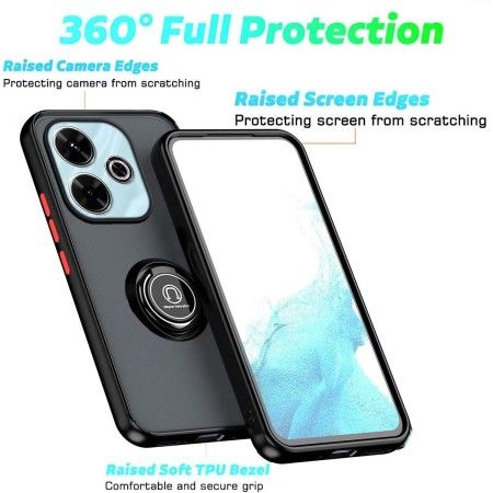 Funda Mate con Borde Negro y Anillo Giratorio 360 para Xiaomi Redmi 13 4G