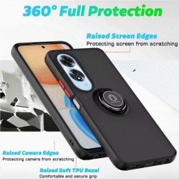 Funda Mate con Borde Negro y Anillo Giratorio 360 para Oppo A60 4G 2