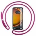 Funda Colgante Transparente para Samsung Galaxy Xcover 7 5G con Cordon Rosa Fucsia