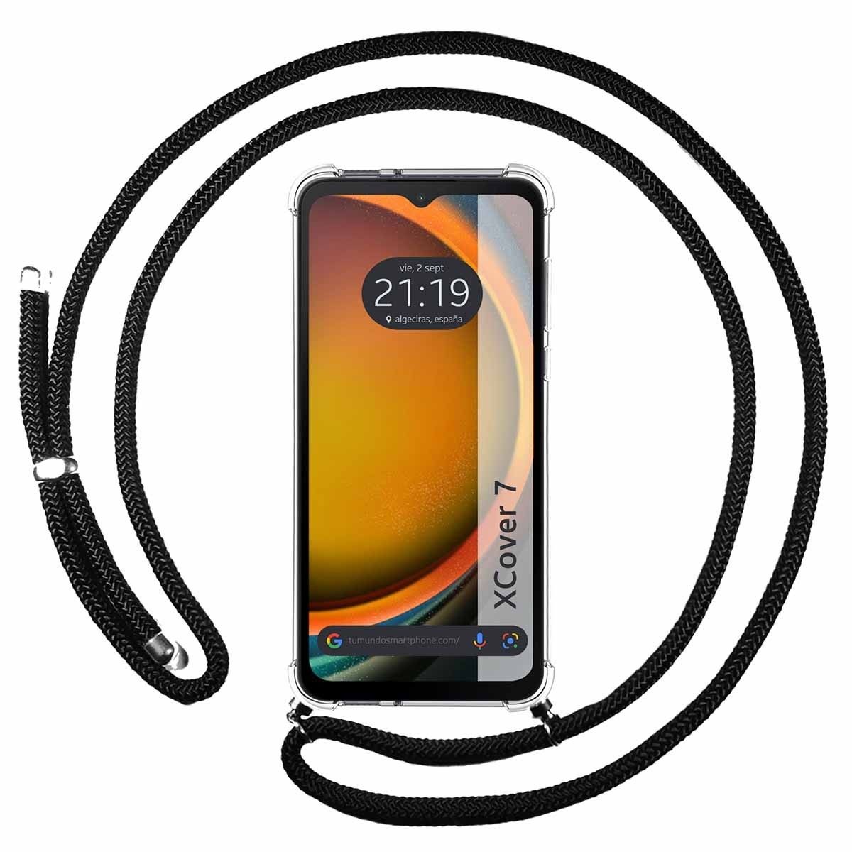 Funda Colgante Transparente para Samsung Galaxy Xcover 7 5G con Cordon Negro