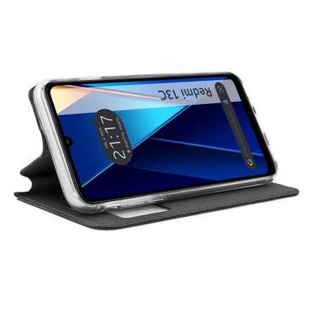 Funda Libro Soporte con Ventana para Xiaomi Redmi 13C 5G color Negra
