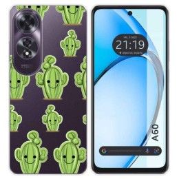 Funda Silicona Transparente para Oppo A60 4G diseño Cactus Dibujos